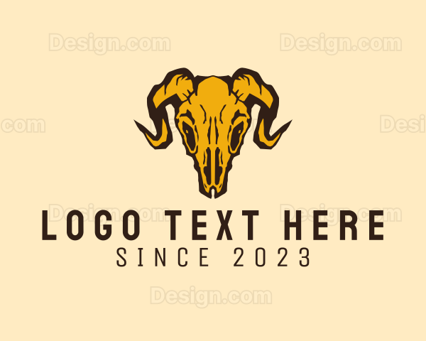 Rustic Ram Skull Skeleton Logo