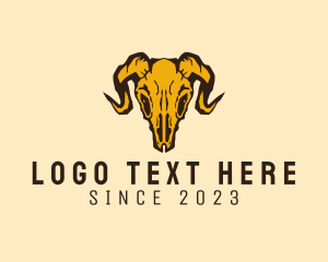 Rustic Ram Skull Skeleton logo