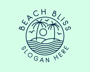 Tropical Ocean Wave Badge logo design