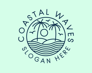 Tropical Ocean Wave Badge logo design