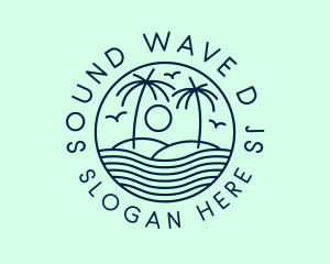 Tropical Ocean Wave Badge logo design