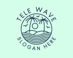 Tropical Ocean Wave Badge logo design