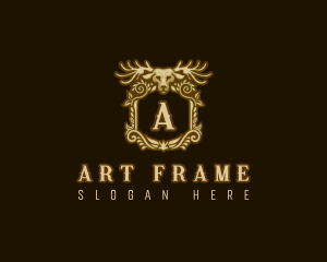 Antler Floral Frame logo design