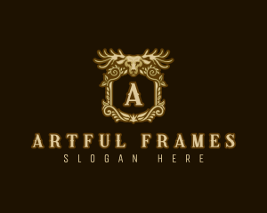 Antler Floral Frame logo design