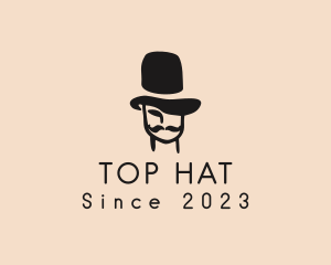 Top Hat Mustache Man logo design