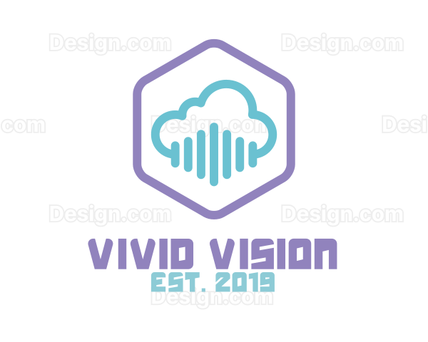 Audio Cloud Hexagon Logo