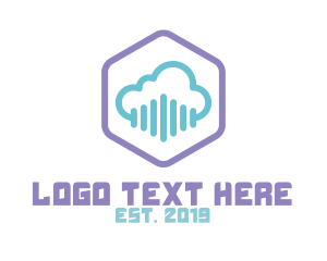 Audio Cloud Hexagon logo design