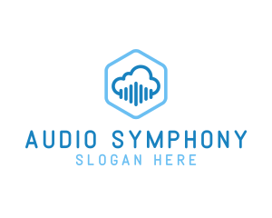 Audio Cloud Hexagon logo design