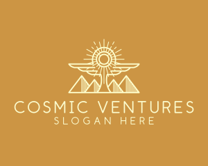 Cosmic Egyptian Wing Pyramid logo design