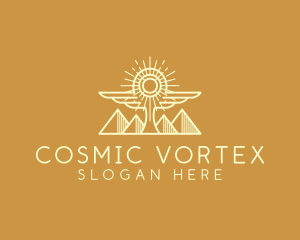 Cosmic Egyptian Wing Pyramid logo design