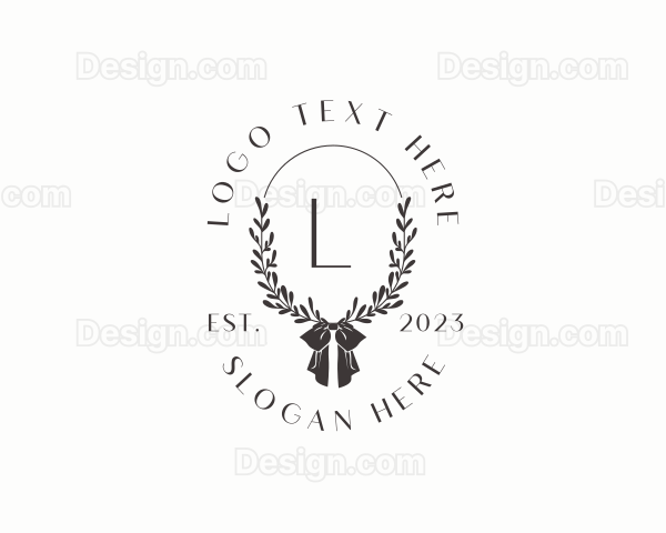 Ribbon Leaf Wreath Logo