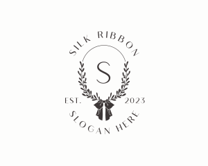 Ribbon Leaf Wreath logo design