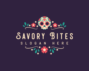 Mexican Floral Skull Logo