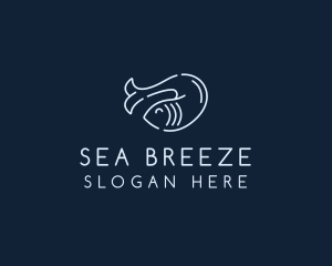 Monoline Fish Seafood logo design