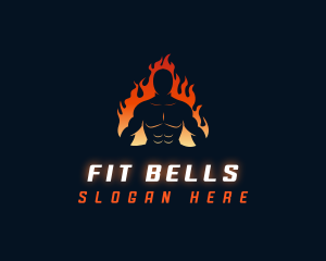 Muscle Fitness Flame logo design