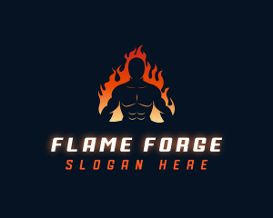 Muscle Fitness Flame logo design