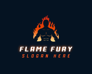 Muscle Fitness Flame logo design