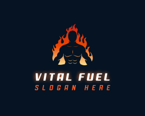 Muscle Fitness Flame logo design