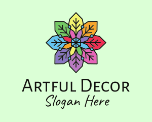 Colorful Flower Stained Glass logo design