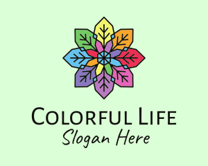 Colorful Flower Stained Glass logo design