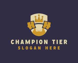 Weightlifting Champion Crown King logo design