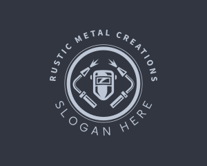 Welding Torch Mask Metalwork logo design