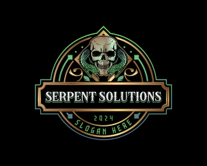 Scary Skull Serpent logo design