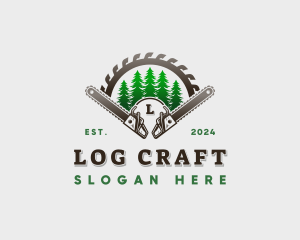 Logging Chainsaw Carpentry logo design