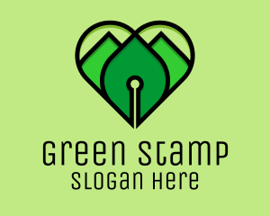 Green Heart Pen  logo design