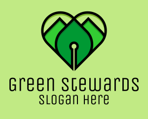 Green Heart Pen  logo design