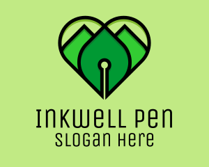 Green Heart Pen  logo design