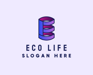 3D Spring Cylinder Letter E logo design