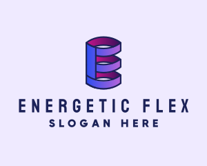 3D Spring Cylinder Letter E logo design