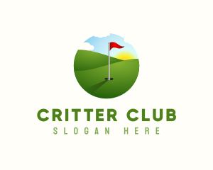 Golf Course Golfer Flag logo design