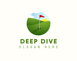 Golf Course Golfer Flag logo