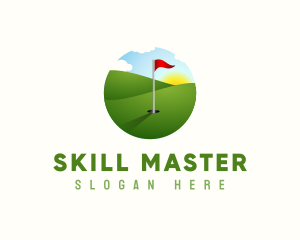 Golf Course Golfer Flag logo design