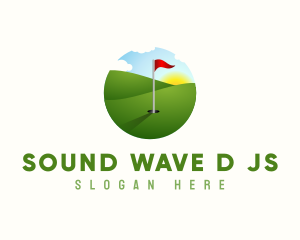 Golf Course Golfer Flag logo design