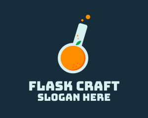 Orange Fruit Flask Chemistry logo design