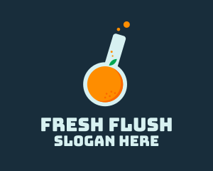 Orange Fruit Flask Chemistry logo design