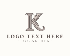 Sculpting - Antique Decorative Woodwork Letter K logo design