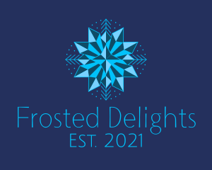 Blue Star Snowflake logo design