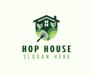 House Landscaping Rake Garden logo design