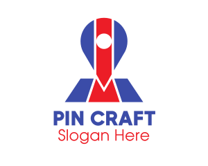 Patriotic Location Pin Map logo design