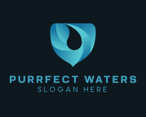 Water Droplet Shield logo design