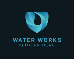 Water Droplet Shield logo design