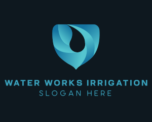 Water Droplet Shield logo design