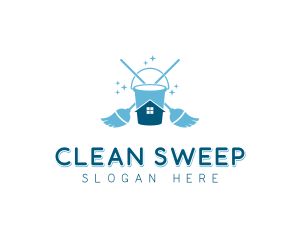 Housekeeping Janitorial Cleaning Tools logo design