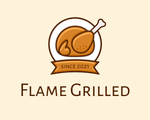 Rotisserie Roast Chicken BBQ logo design