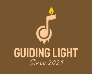 Music Note Candle  logo design