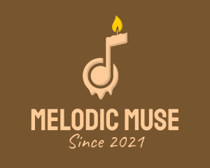 Music Note Candle  logo design